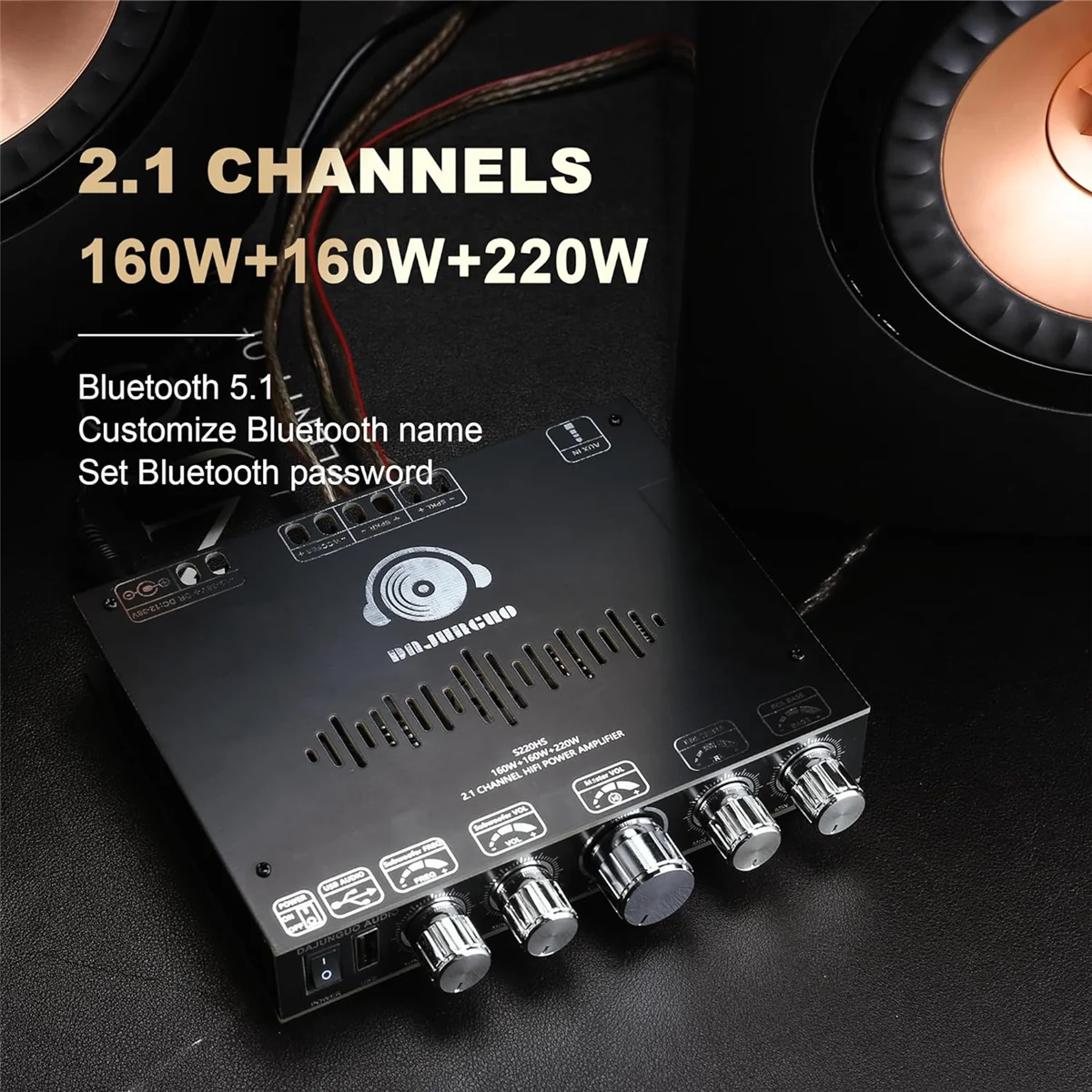 Модная плата усилителя мощности Bluetooth DAJUNGUO S220HS, 2,1-канальный TDA7498E 160 Втx2 + 220 Вт, модуль усилителя мощности звука 12 В-38 В
Модная плата усилителя мощности Bluetooth DAJUNGUO S220HS, 2,1-канальный TDA7498E 160 Втx2 + 220 Вт, модуль усилителя мощности звука 12 В-38 В