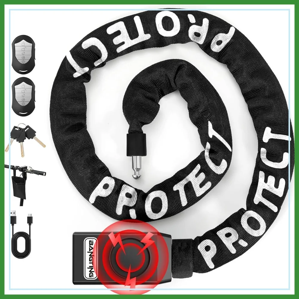 4FT Smart Alarm Bike Lock - 110dB Remote Siren & 8mm Anti-Theft Chain for Bicycle, E-Bike, Scooter, Motorcycle (Black)
4FT Smart Alarm Bike Lock - 110dB Remote Siren & 8mm Anti-Theft Chain for Bicycle, E-Bike, Scooter, Motorcycle (Black)