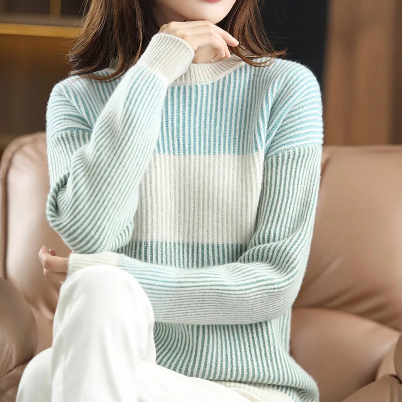100% Merino Wool Sweater Basic Fashion Color-blocking O-Neck Cashmere Pullover Autumn Winter Comfort Warm Top Casual Solid
100% Merino Wool Sweater Basic Fashion Color-blocking O-Neck Cashmere Pullover Autumn Winter Comfort Warm Top Casual Solid