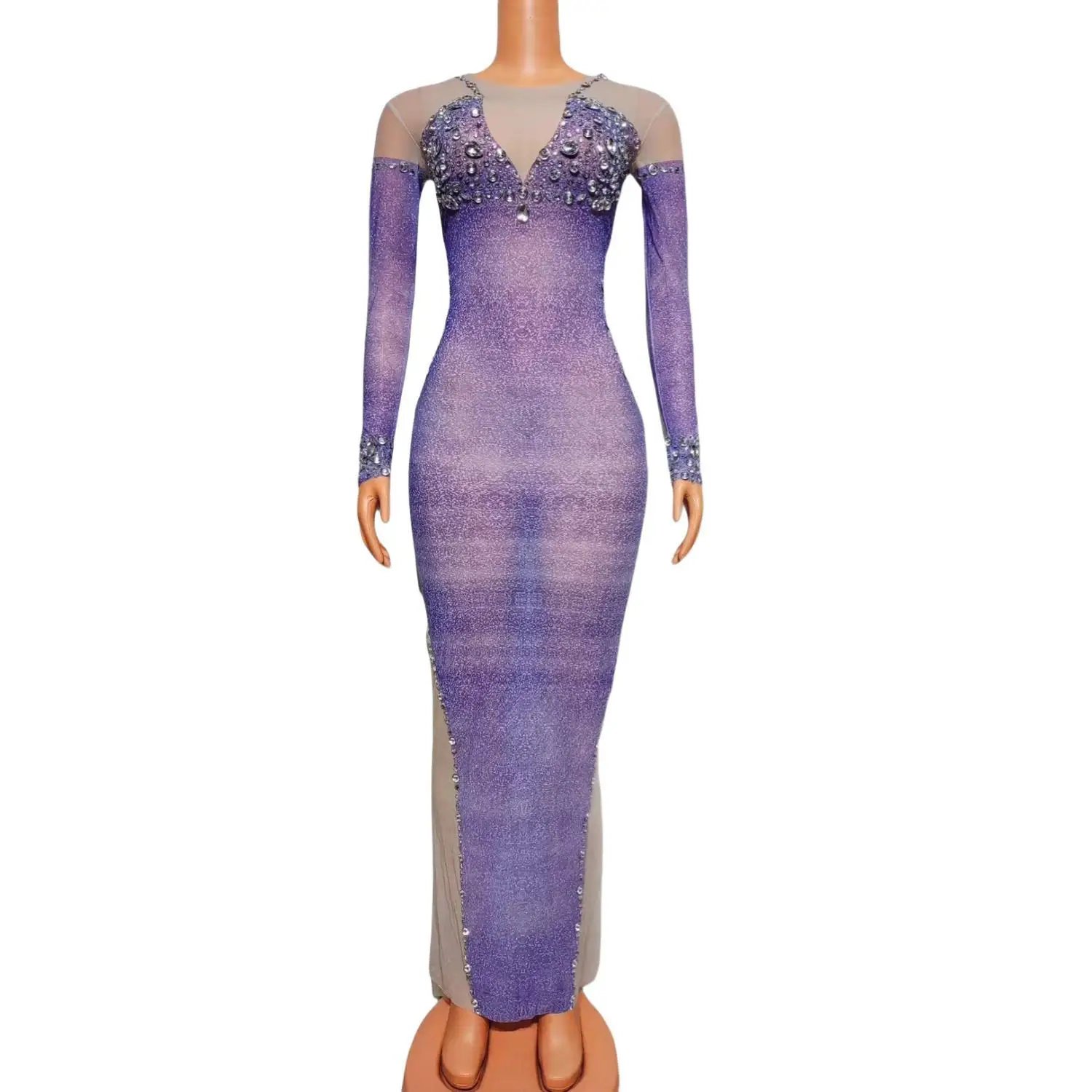 Sparkly Rhinestones Long Dress Ladies Party Evening Dress Birthday Party Evening Gown Sexy Mesh Transparent Singer Stage Wear
Sparkly Rhinestones Long Dress Ladies Party Evening Dress Birthday Party Evening Gown Sexy Mesh Transparent Singer Stage Wear
