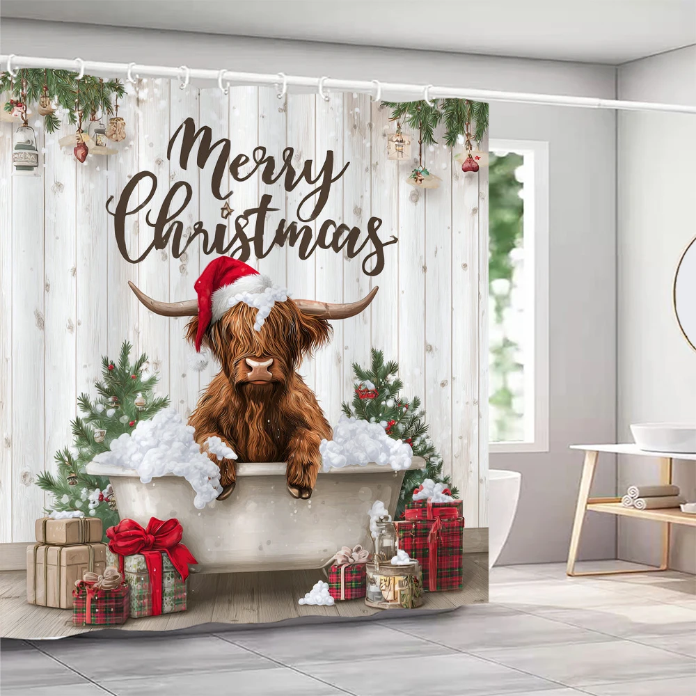 Рождественское украшение, занавеска для душа, украшение для ванной комнаты, забавная креативная рождественская занавеска для душа для крупного рогатого скота, с крючками
Рождественское украшение, занавеска для душа, украшение для ванной комнаты, забавная креативная рождественская занавеска для душа для крупного рогатого скота, с крючками