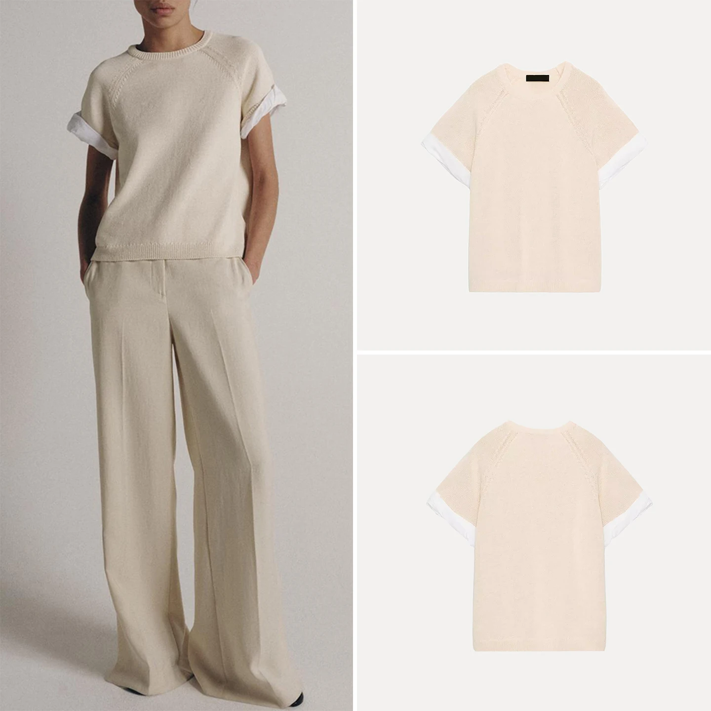 Fashionable Short Sleeve round Neck Splice Knitted Shirt Women's Casual Style Loose Fit Spring 2026 ZADATA Knitwear
Fashionable Short Sleeve round Neck Splice Knitted Shirt Women's Casual Style Loose Fit Spring 2026 ZADATA Knitwear