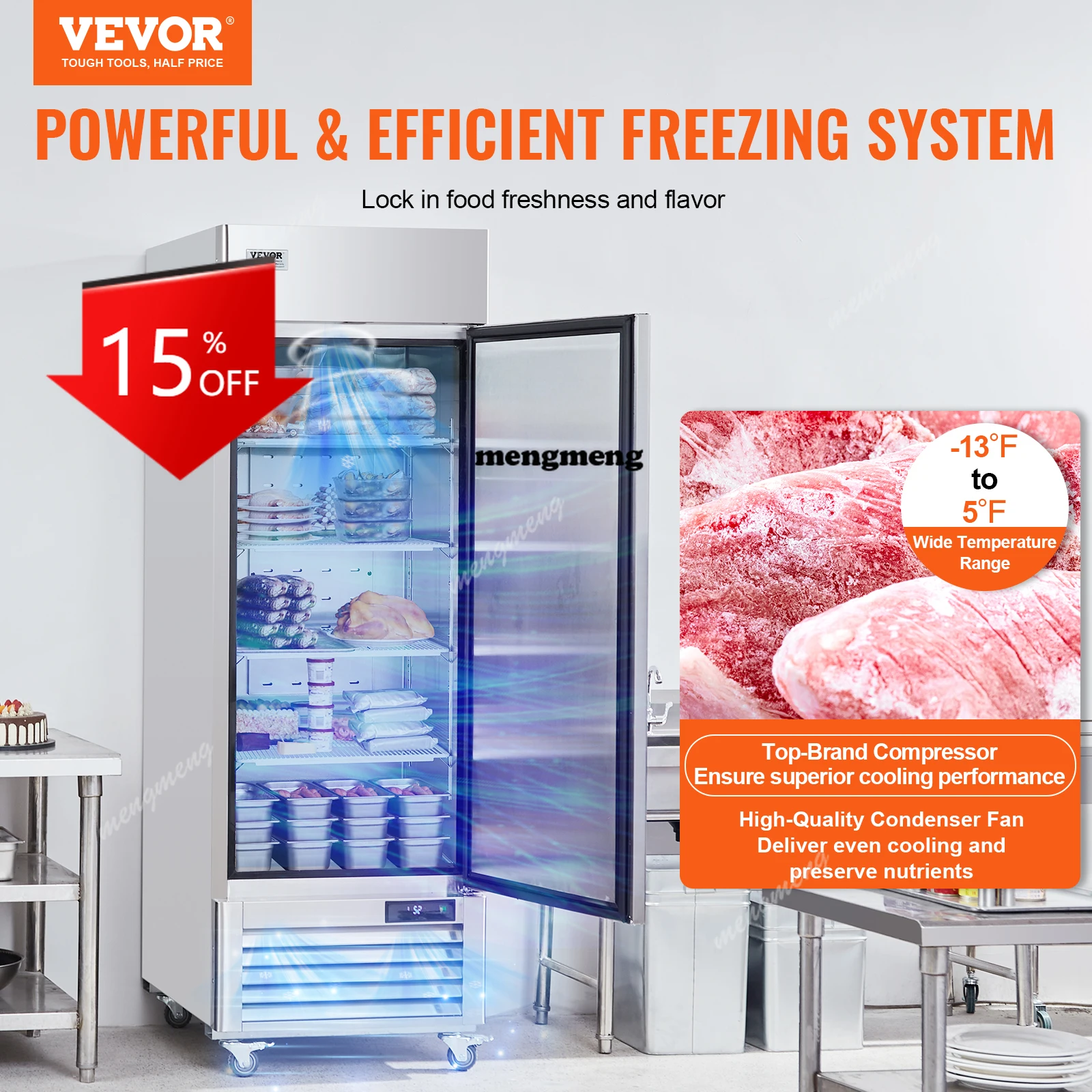 E132 Commercial Freezer Freezer Single Door Auto-Defrost Stainless Steel Reach-in Freezer -13 to 5℉ Temp Control
E132 Commercial Freezer Freezer Single Door Auto-Defrost Stainless Steel Reach-in Freezer -13 to 5℉ Temp Control