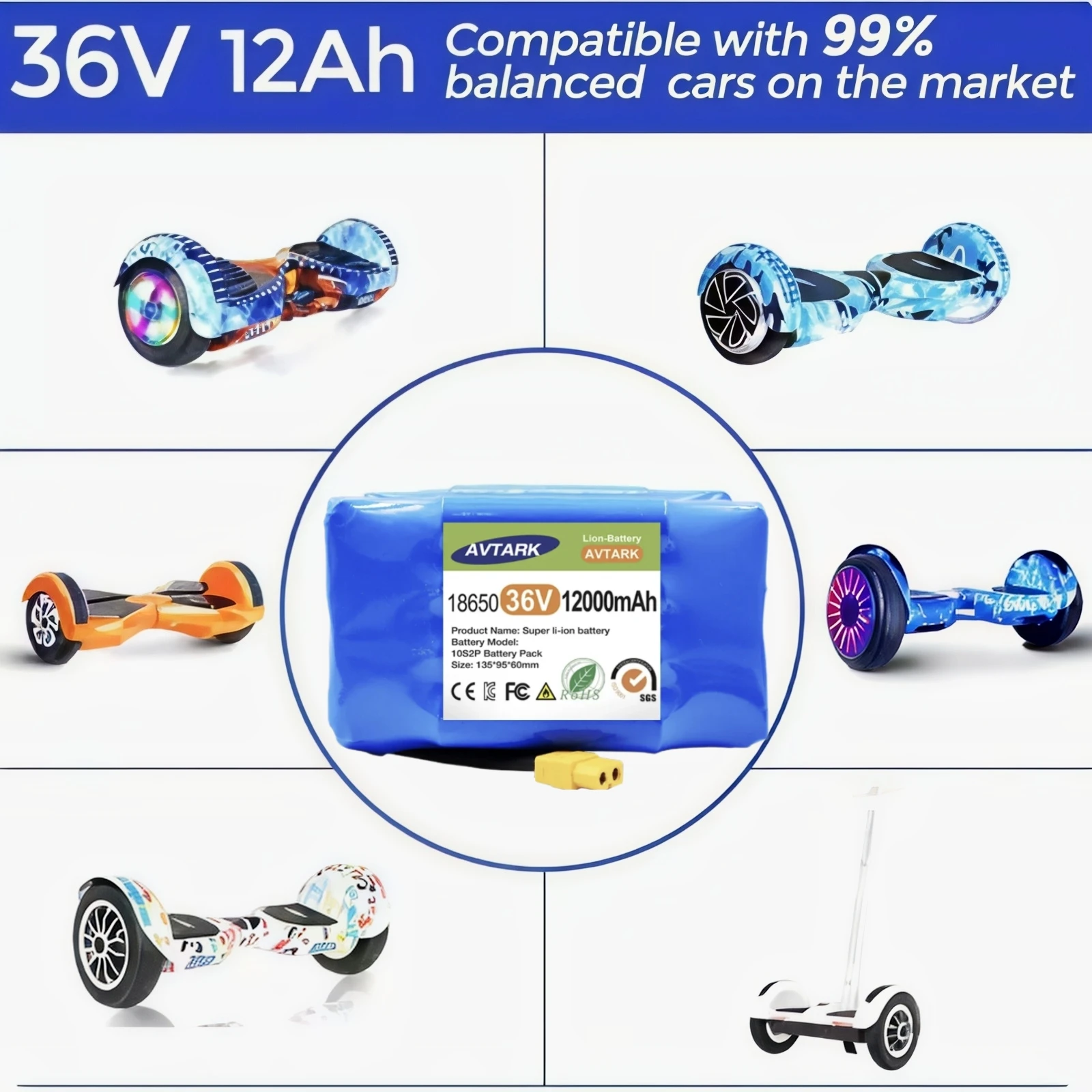 36V 12000mAh Rechargeable Lithium Ion Battery Pack for Electric Self Balancing Scooter Hoverboard Unicycle Replacement Battery
36V 12000mAh Rechargeable Lithium Ion Battery Pack for Electric Self Balancing Scooter Hoverboard Unicycle Replacement Battery