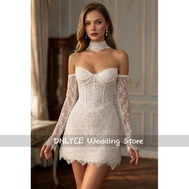 Customized White Detachable Sleeves Wedding Dress Sweetheart Neck Zip vestidos de noche A-Line Mini robe de mariée 2026
Customized White Detachable Sleeves Wedding Dress Sweetheart Neck Zip vestidos de noche A-Line Mini robe de mariée 2026