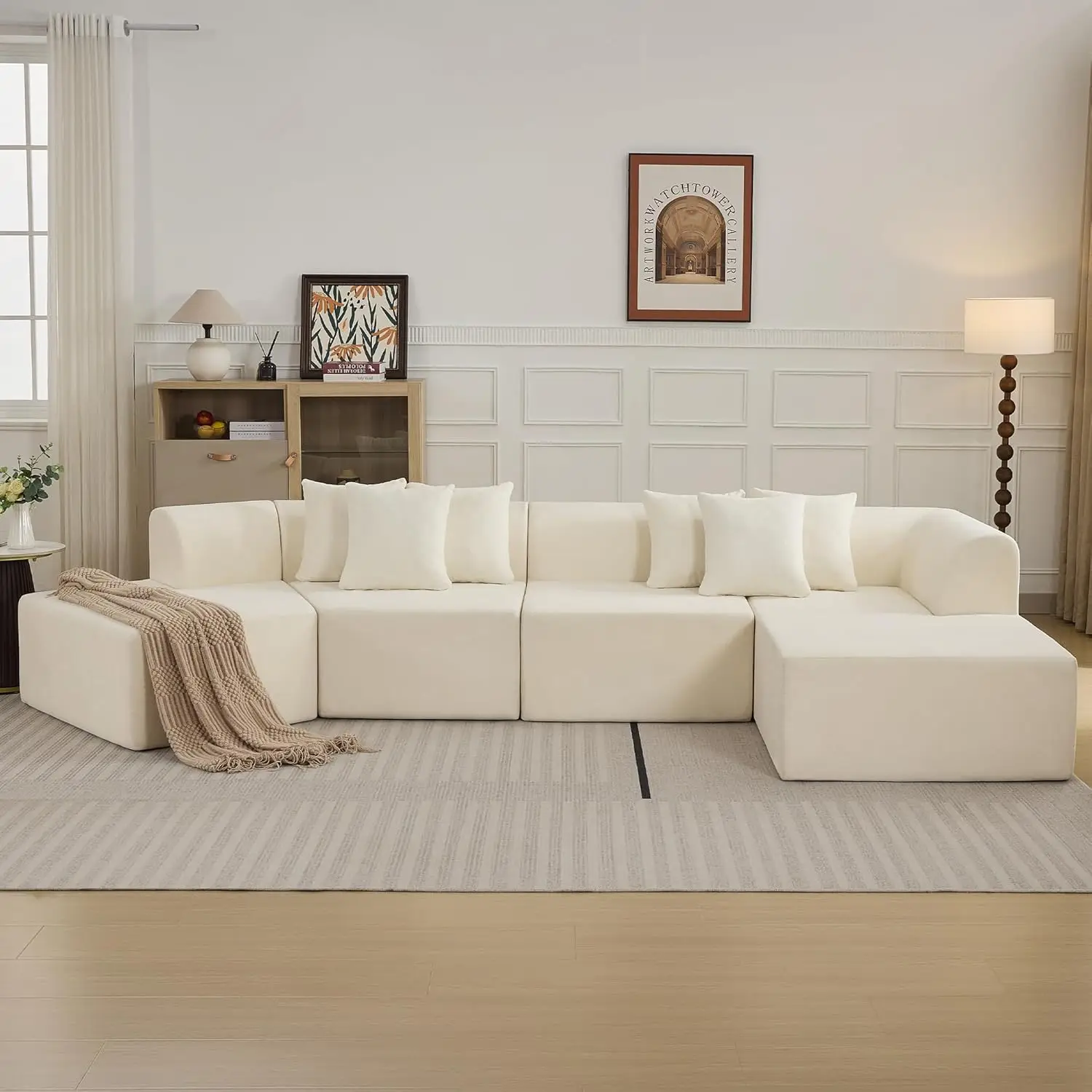 Oversized Cloud Velvet Curved Sectional Sofa L-Shape Chaise Memory Foam Modular Living Room White Customized
Oversized Cloud Velvet Curved Sectional Sofa L-Shape Chaise Memory Foam Modular Living Room White Customized