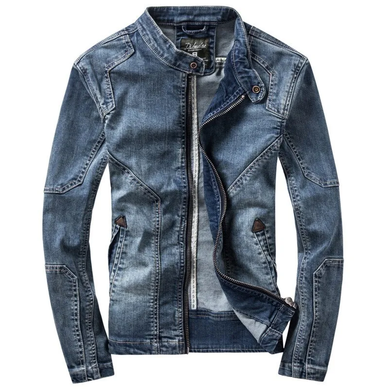 2025 New Autumn Men Jackets Slim Stand Collar Motocycle Denim Top Cuff Zipper Design Pockets Outerwear Solid Color Mens Clothing
2025 New Autumn Men Jackets Slim Stand Collar Motocycle Denim Top Cuff Zipper Design Pockets Outerwear Solid Color Mens Clothing