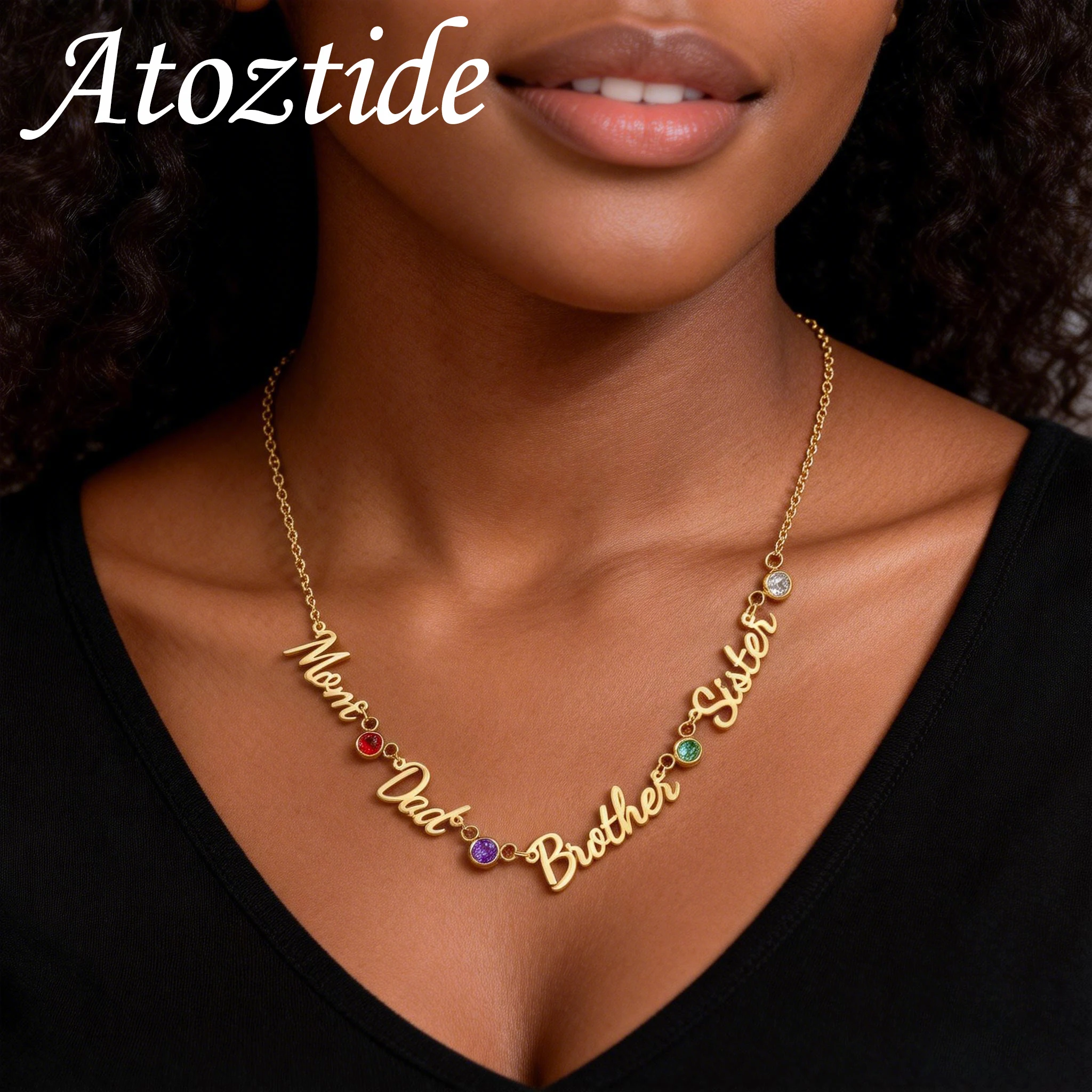 Atoztide Custom Multiple Name Necklace with Birthstone Stainless Steel Jewelry for Women Choker Chain Personalized Birthday Gift
Atoztide Custom Multiple Name Necklace with Birthstone Stainless Steel Jewelry for Women Choker Chain Personalized Birthday Gift