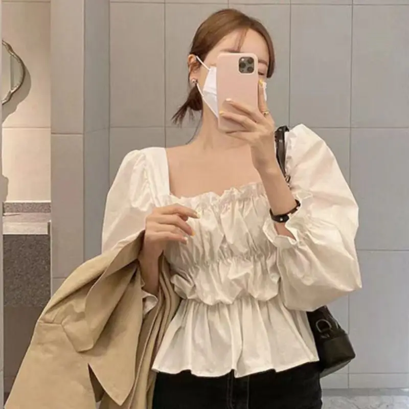 Ele, весенне-осенний топ с квадратным воротником и ушками в виде цветов, женский топ Bubble Sve irt ort, длина, однотонный женский irt
Ele, весенне-осенний топ с квадратным воротником и ушками в виде цветов, женский топ Bubble Sve irt ort, длина, однотонный женский irt