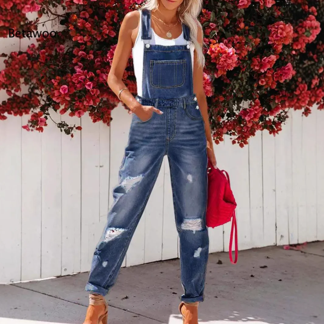 Adjustable Strap Denim Bib Overalls For Ladies Multi Ripped Destroyed Knee Front Patch Pocket Relaxed Straight Leg Jean Pants
Adjustable Strap Denim Bib Overalls For Ladies Multi Ripped Destroyed Knee Front Patch Pocket Relaxed Straight Leg Jean Pants