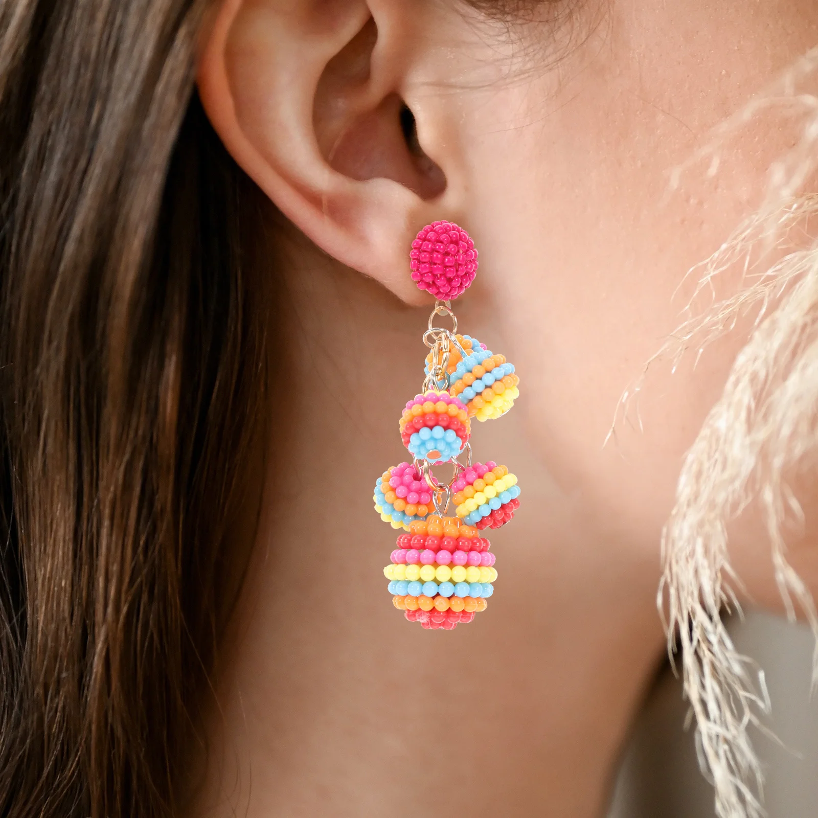 TENDYCOCO 1 Pair Fringe Dangle Earrings for Women Grape Bead Resin Colorful Cute Ear Jewelry
TENDYCOCO 1 Pair Fringe Dangle Earrings for Women Grape Bead Resin Colorful Cute Ear Jewelry