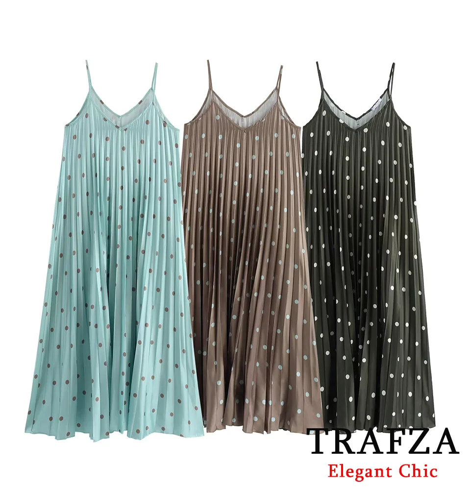 TRAFZA Women French Romantic Halter Dress Polka Dot Pleated Long Dress New 2025 Spring Summer Fashion Casual Romantic Dress
TRAFZA Women French Romantic Halter Dress Polka Dot Pleated Long Dress New 2025 Spring Summer Fashion Casual Romantic Dress