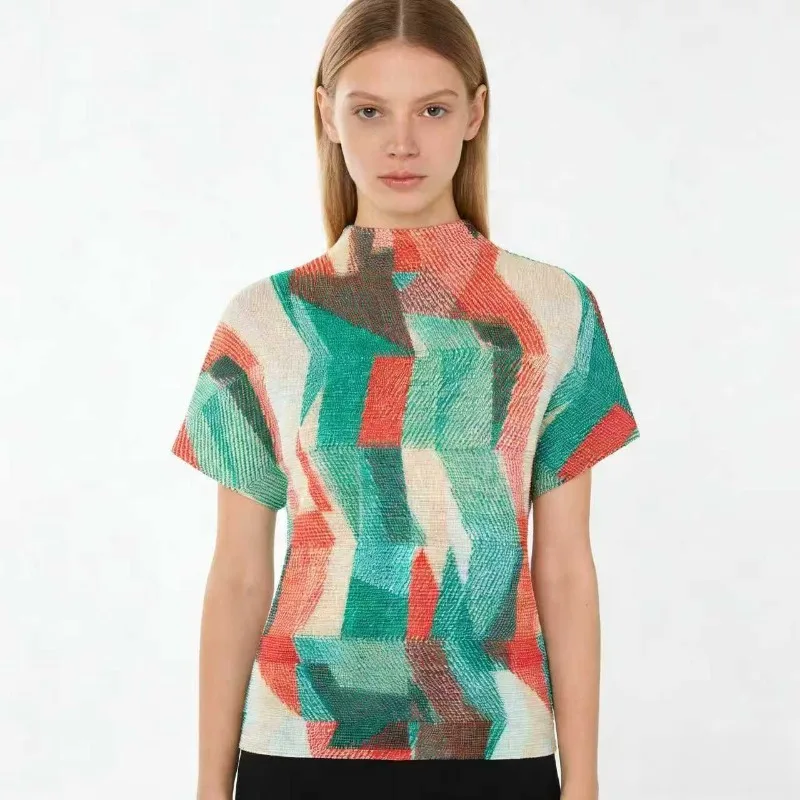 Miyake Pleated T-Shirt 2026 Elegant Commuter Stand Collar Short Sleeve Pleats Top Women's Summer New Versatile Slim-Fit T-Shirt
Miyake Pleated T-Shirt 2026 Elegant Commuter Stand Collar Short Sleeve Pleats Top Women's Summer New Versatile Slim-Fit T-Shirt