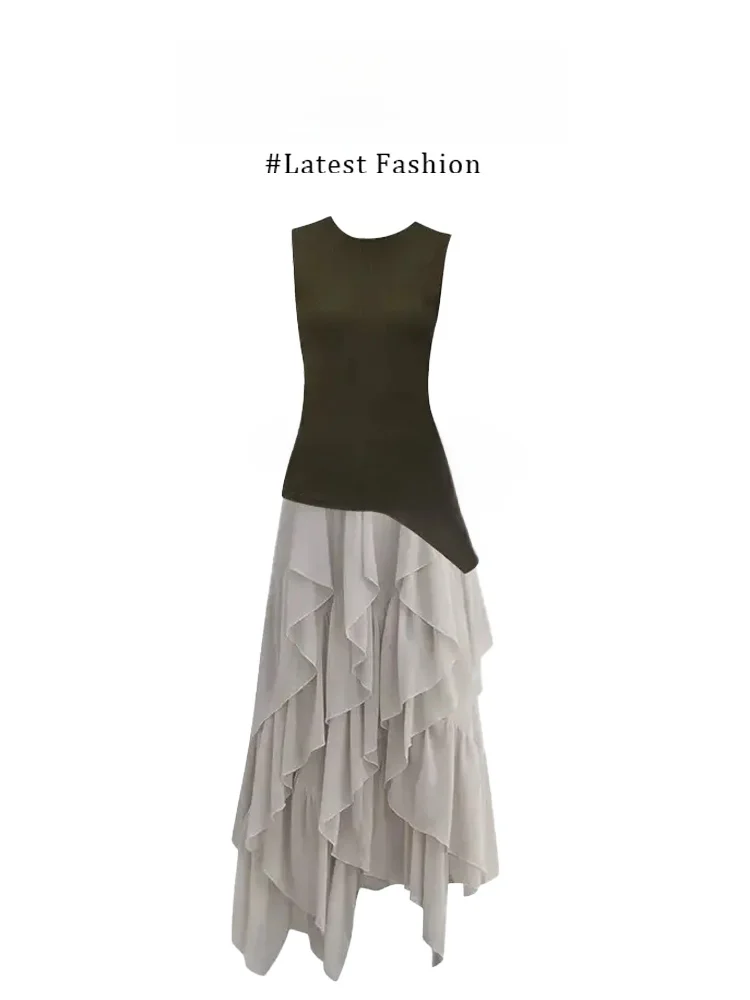 Parkyeon Summer American Spicy Girl Style Sleeveless Knitted Top Women's Design Sense Irregular Skirt Set Casual Fashion
Parkyeon Summer American Spicy Girl Style Sleeveless Knitted Top Women's Design Sense Irregular Skirt Set Casual Fashion