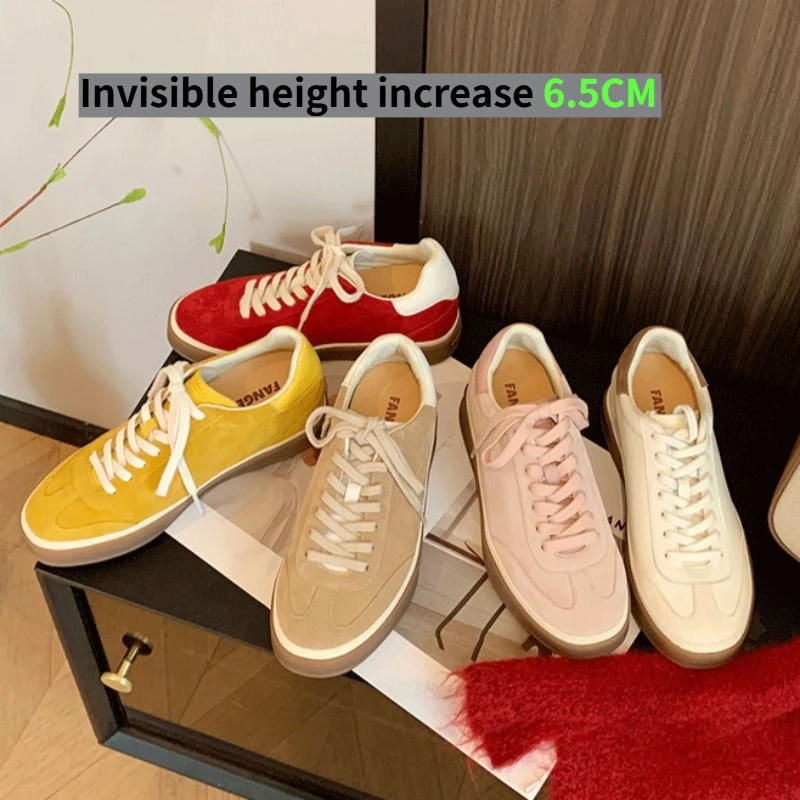 6.5cm Heightening German Trainers Genuine Leather Comfort Lace-up Casual Sports Shoes Versatile Women Sneakers Skate Shoes
6.5cm Heightening German Trainers Genuine Leather Comfort Lace-up Casual Sports Shoes Versatile Women Sneakers Skate Shoes