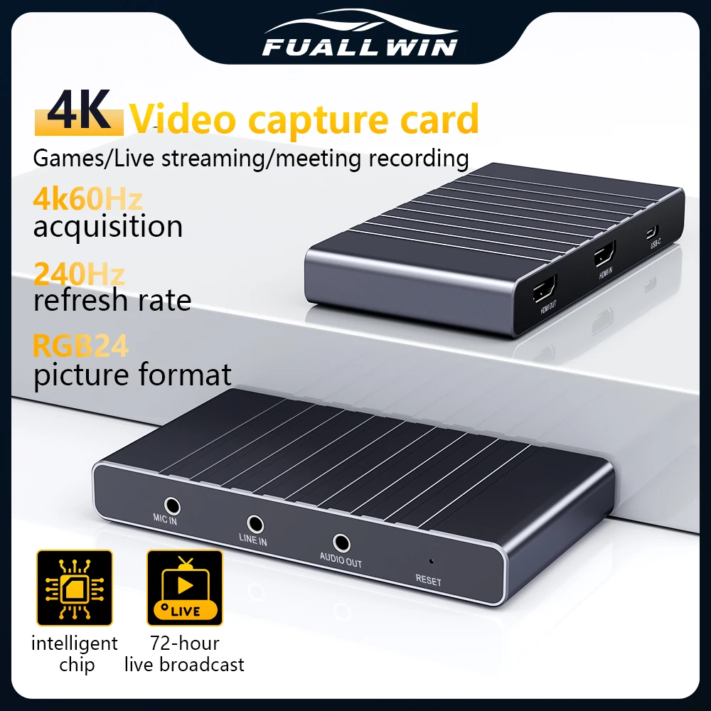 4K Video Capture Card USB 4K HDMI Loop Out 1080P/240HZ Video Game Streaming for iPad Tablet/Mobile Phone/Camera
4K Video Capture Card USB 4K HDMI Loop Out 1080P/240HZ Video Game Streaming for iPad Tablet/Mobile Phone/Camera