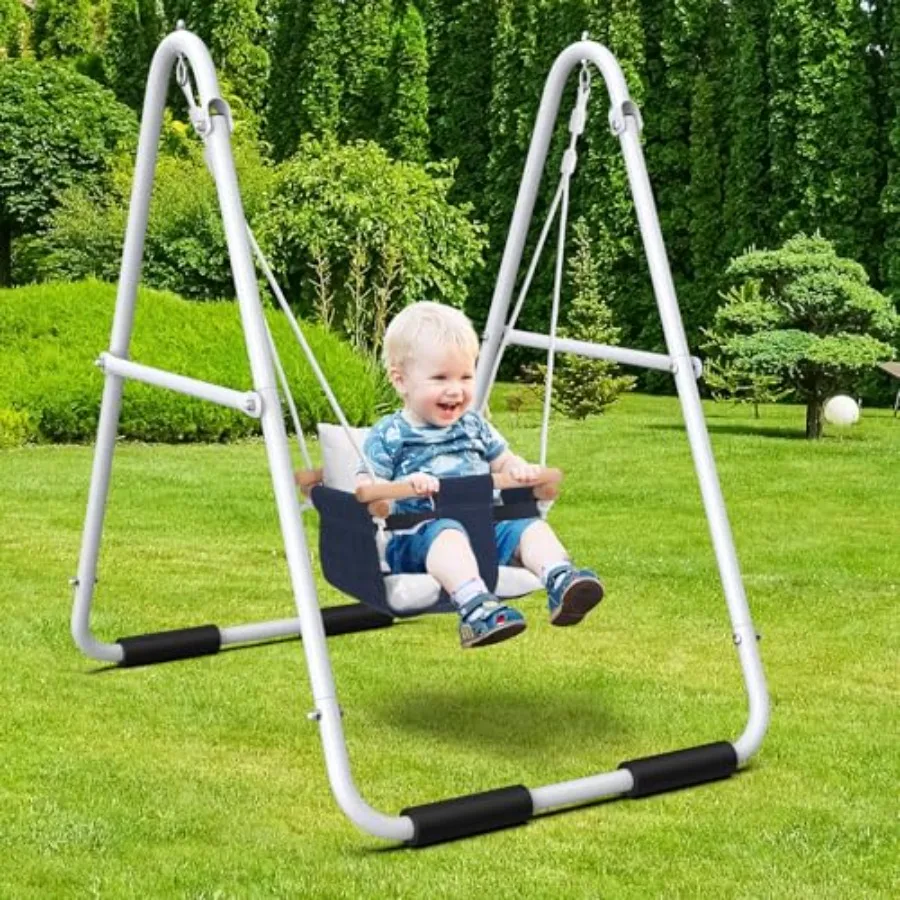 Toddler swing with stand for indoor and outdoor use heavy-duty metal frame in gray foldable design with safety harness 55lbs ca
Toddler swing with stand for indoor and outdoor use heavy-duty metal frame in gray foldable design with safety harness 55lbs ca