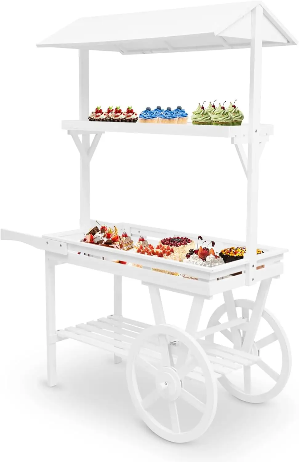 Candy Cart Display Stand, Flower Cart Stand with Wheels, Large Country Market Wooden Rolling Table Carts for Display Flower Cand
Candy Cart Display Stand, Flower Cart Stand with Wheels, Large Country Market Wooden Rolling Table Carts for Display Flower Cand