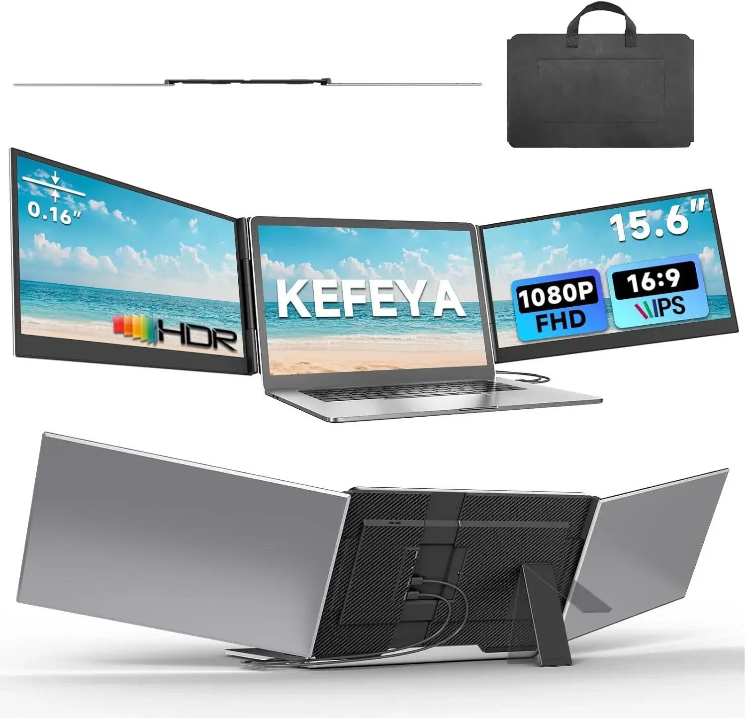 Laptop Screen Extender 15.6", 1080P FHD IPS Ultra-Slim Triple Portable Monitor for Laptop 12-17.3", Eyes Care HDR Travel Monitor
Laptop Screen Extender 15.6", 1080P FHD IPS Ultra-Slim Triple Portable Monitor for Laptop 12-17.3", Eyes Care HDR Travel Monitor