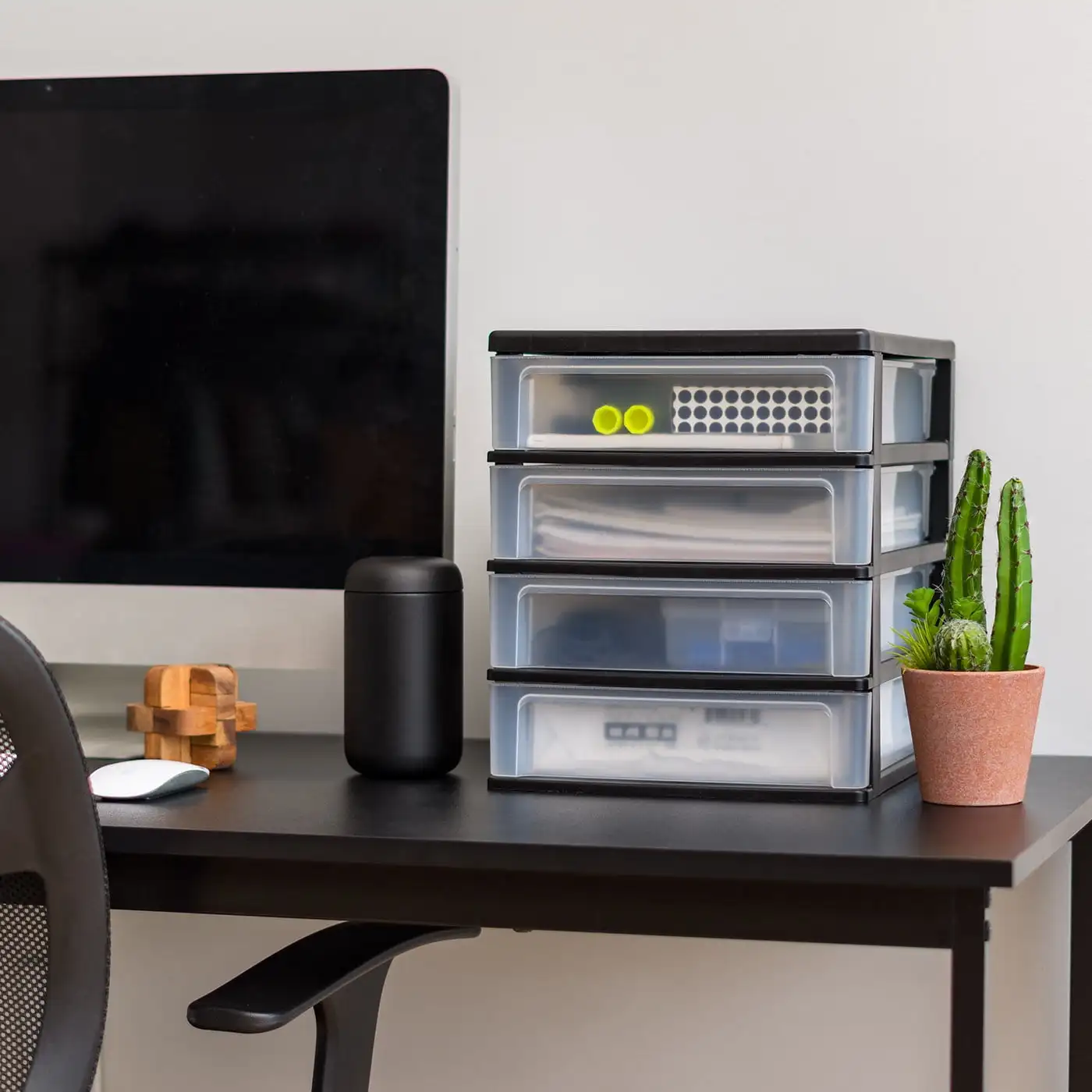 IRIS Medium 4-Drawer Compact Desktop Organizer, Stacking Desktop Unit, Black-Clear, Set of 2
IRIS Medium 4-Drawer Compact Desktop Organizer, Stacking Desktop Unit, Black-Clear, Set of 2