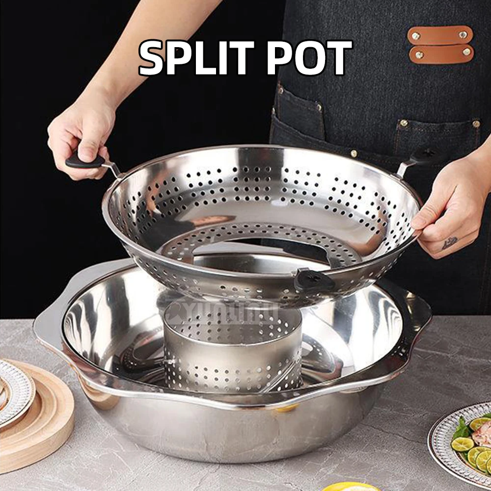 Household Hot Pots with 2 Flavors Stainless Steel Rotary Lifting Hot Pot 32cm Fondue Estufa Sauce Pan
Household Hot Pots with 2 Flavors Stainless Steel Rotary Lifting Hot Pot 32cm Fondue Estufa Sauce Pan