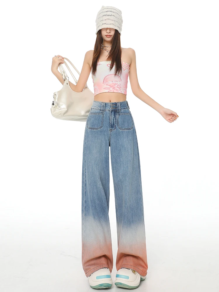 American Gradient Wide Leg Jeans Women's Spring Summer New Style Loose Versatile Slim Straight Floor-Length Pants
American Gradient Wide Leg Jeans Women's Spring Summer New Style Loose Versatile Slim Straight Floor-Length Pants