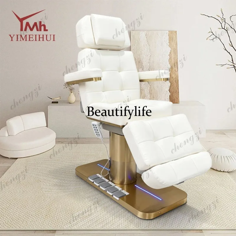 TTT White gold beauty salon lash facial bed 3 motor electric beauty bed chair for beauty parlor
TTT White gold beauty salon lash facial bed 3 motor electric beauty bed chair for beauty parlor