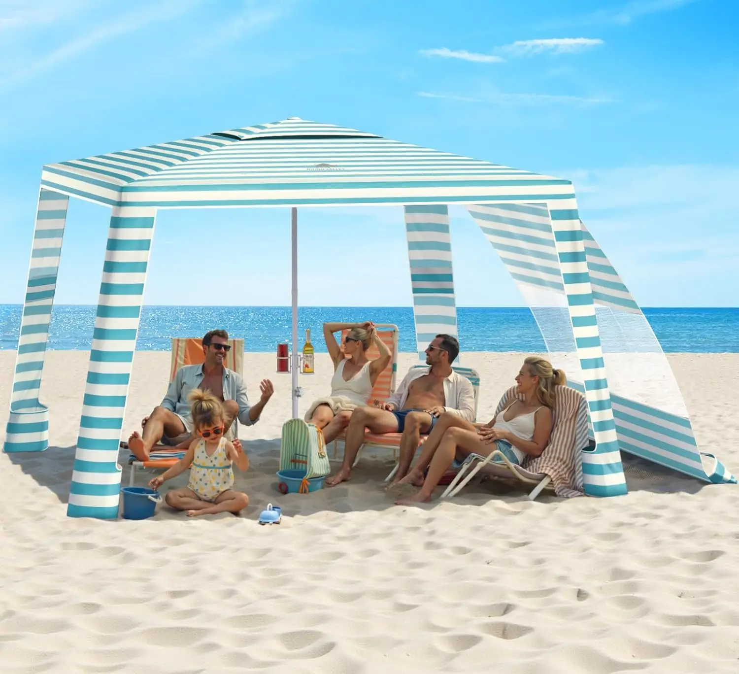 Rhino Valley Beach Cabana, 8 * 8FT Beach Tent UPF50+ Protection, Easy Setup Beach Canopy Wind Resistant with Cup Holder, Compact Beach Shade Foldable Beach Tent Sun Shelter, Light Blue Stripes
Rhino Valley Beach Cabana, 8 * 8FT Beach Tent UPF50+ Protection, Easy Setup Beach Canopy Wind Resistant with Cup Holder, Compact Beach Shade Foldable Beach Tent Sun Shelter, Light Blue Stripes