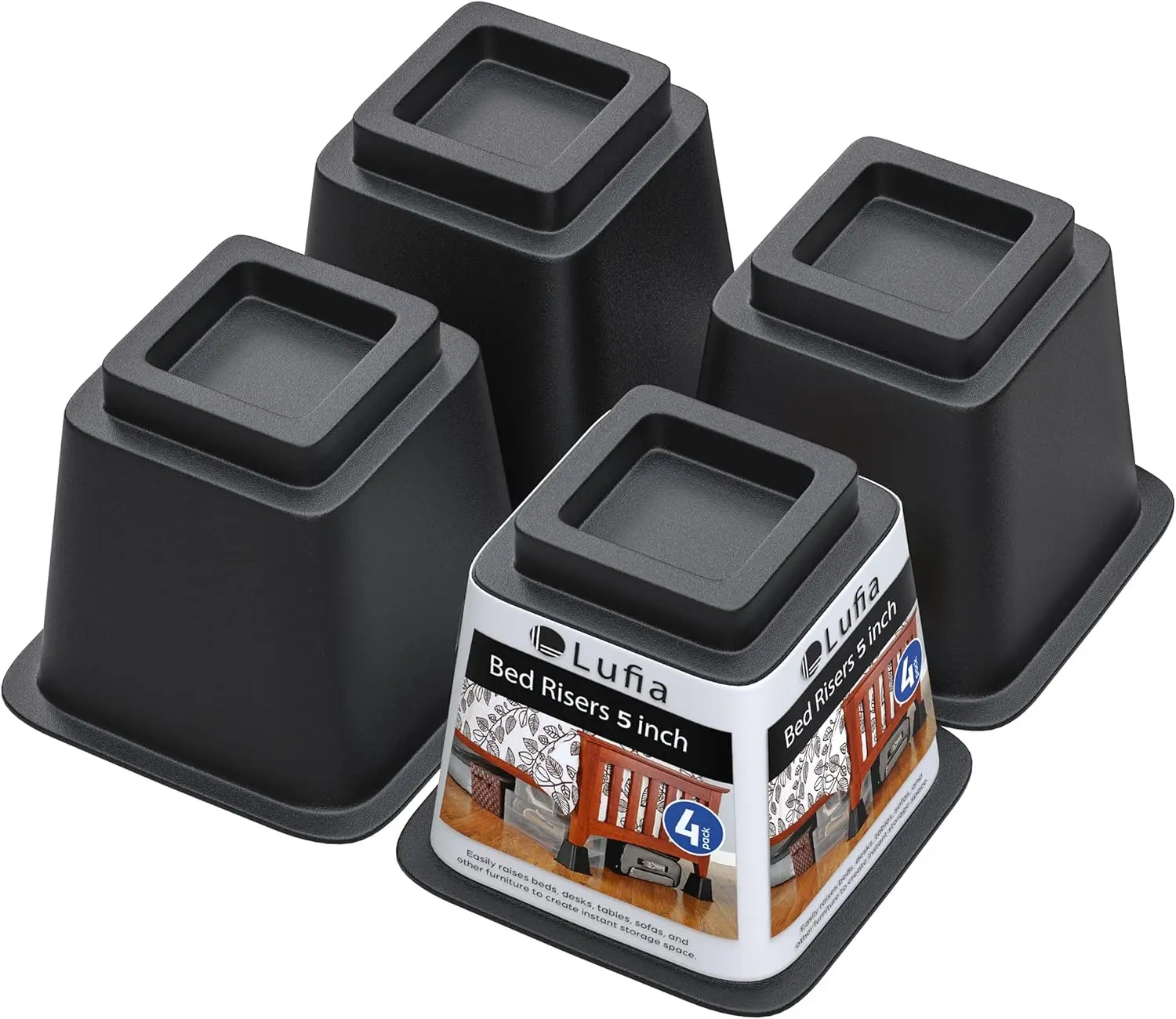 Bed Furniture Risers 5 H Heavy Duty, Stackable Bed Lifts Risers For Sofa, Table, Couch, Chair Or Desk, Set Of 4 Bed Lifts (5
Bed Furniture Risers 5 H Heavy Duty, Stackable Bed Lifts Risers For Sofa, Table, Couch, Chair Or Desk, Set Of 4 Bed Lifts (5