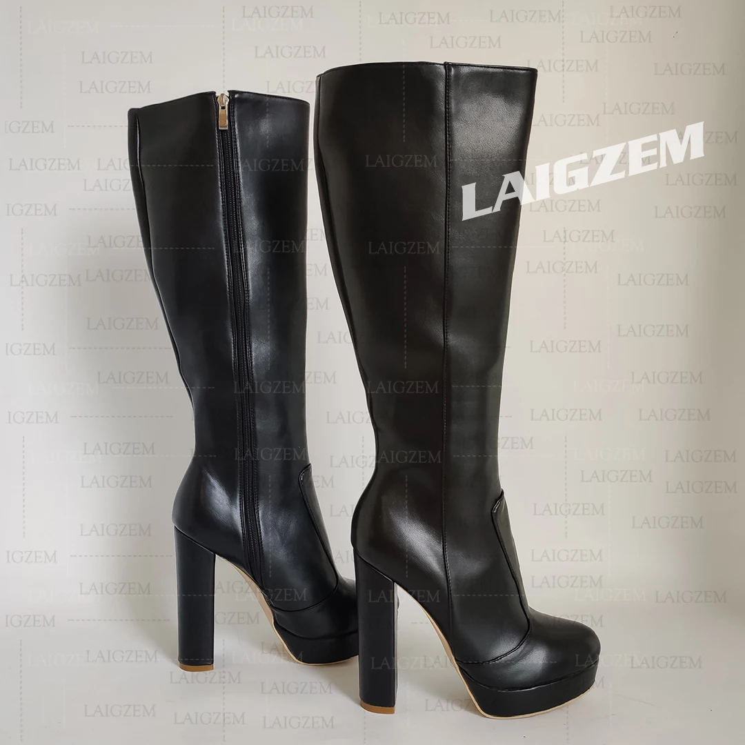 BERZIMER Women Knee High Boots Faux Leather Side Zip Up Thick High Heels Tall Boots Ladies Shoes Woman Large Size 41 43 45 52
BERZIMER Women Knee High Boots Faux Leather Side Zip Up Thick High Heels Tall Boots Ladies Shoes Woman Large Size 41 43 45 52