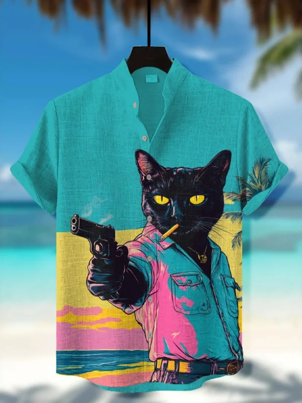 Men's Stand up Collar Short Sleeve Shirt Abstract Quirky Cartoon Print Summer Outdoor Casual Lin Fashionable 2025
Men's Stand up Collar Short Sleeve Shirt Abstract Quirky Cartoon Print Summer Outdoor Casual Lin Fashionable 2025