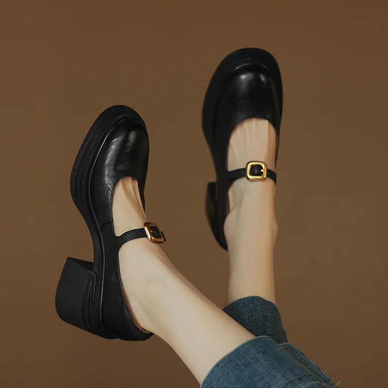 Woman Shoes Thick Heeled Women Mary Jane 2025 Cowhide Retro Round Toe French Style Spring Autumn Buckles Dress Work Pumps
Woman Shoes Thick Heeled Women Mary Jane 2025 Cowhide Retro Round Toe French Style Spring Autumn Buckles Dress Work Pumps