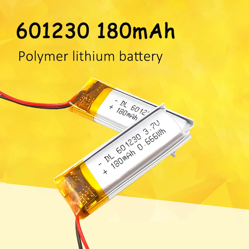 601230 3.7V Lithium Polymer Battery 180mAh Rechargeable Batterie for Tws Bluetooth Headset Walkman MP3 Handheld Fan Recorder Pen
601230 3.7V Lithium Polymer Battery 180mAh Rechargeable Batterie for Tws Bluetooth Headset Walkman MP3 Handheld Fan Recorder Pen