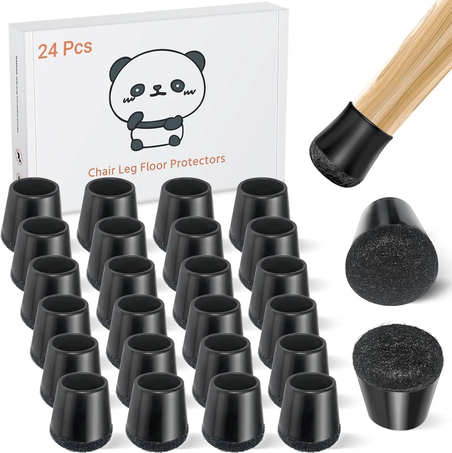 24 PCS Silicone Chair Leg Floor Protectors Extra Small (0.6"-0.8") - Rubber Felt Pads for Hardwood Floors, Anti-Scratch & Noise Reduction, Round Black
24 PCS Silicone Chair Leg Floor Protectors Extra Small (0.6"-0.8") - Rubber Felt Pads for Hardwood Floors, Anti-Scratch & Noise Reduction, Round Black