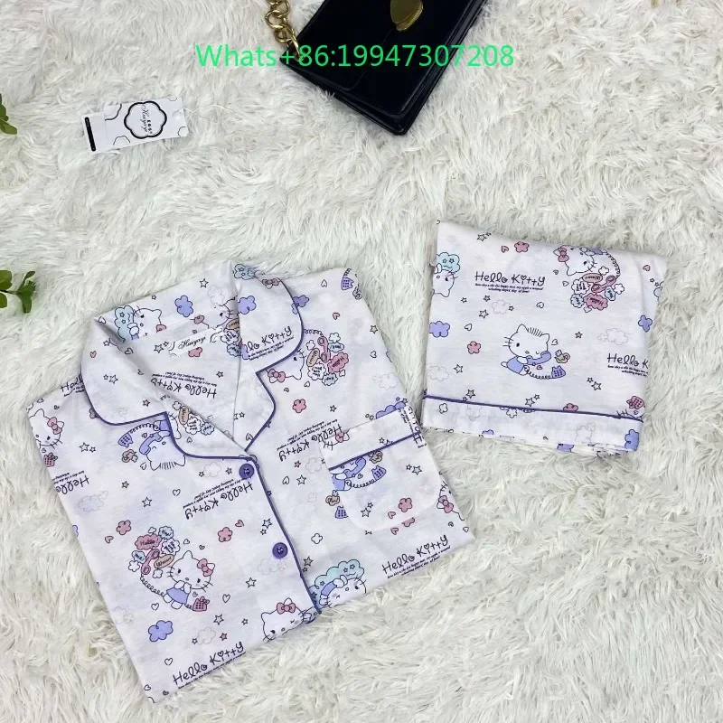 Summer new cute cartoon Hello Kitty pajamas women's pure cotton sweet loose can go out two-piece loungewear
Summer new cute cartoon Hello Kitty pajamas women's pure cotton sweet loose can go out two-piece loungewear