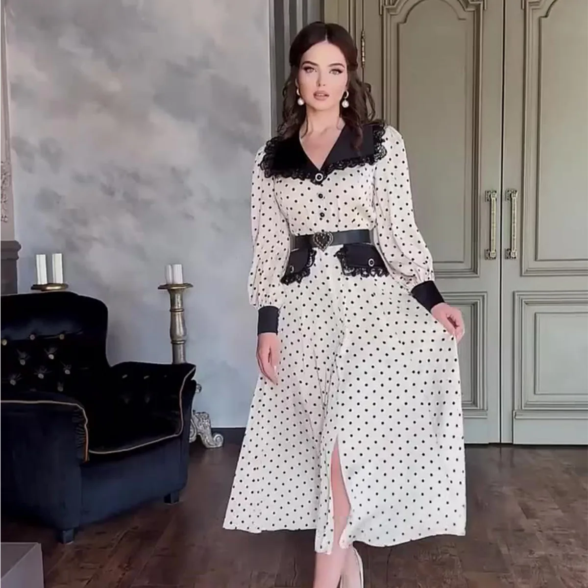 Elegant Lace Summer Dress Women's mid Waist Knitted A-Line Skirt Long Sleeve Commute Style Floral Print Regular Thickness
Elegant Lace Summer Dress Women's mid Waist Knitted A-Line Skirt Long Sleeve Commute Style Floral Print Regular Thickness