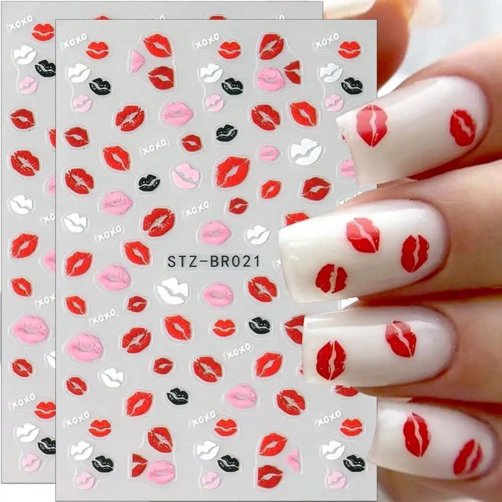 Valentine's Day Sexy Kiss Lips Nail Stickers Red Black White Self-Adhesive Romantic Nail Decals
Valentine's Day Sexy Kiss Lips Nail Stickers Red Black White Self-Adhesive Romantic Nail Decals