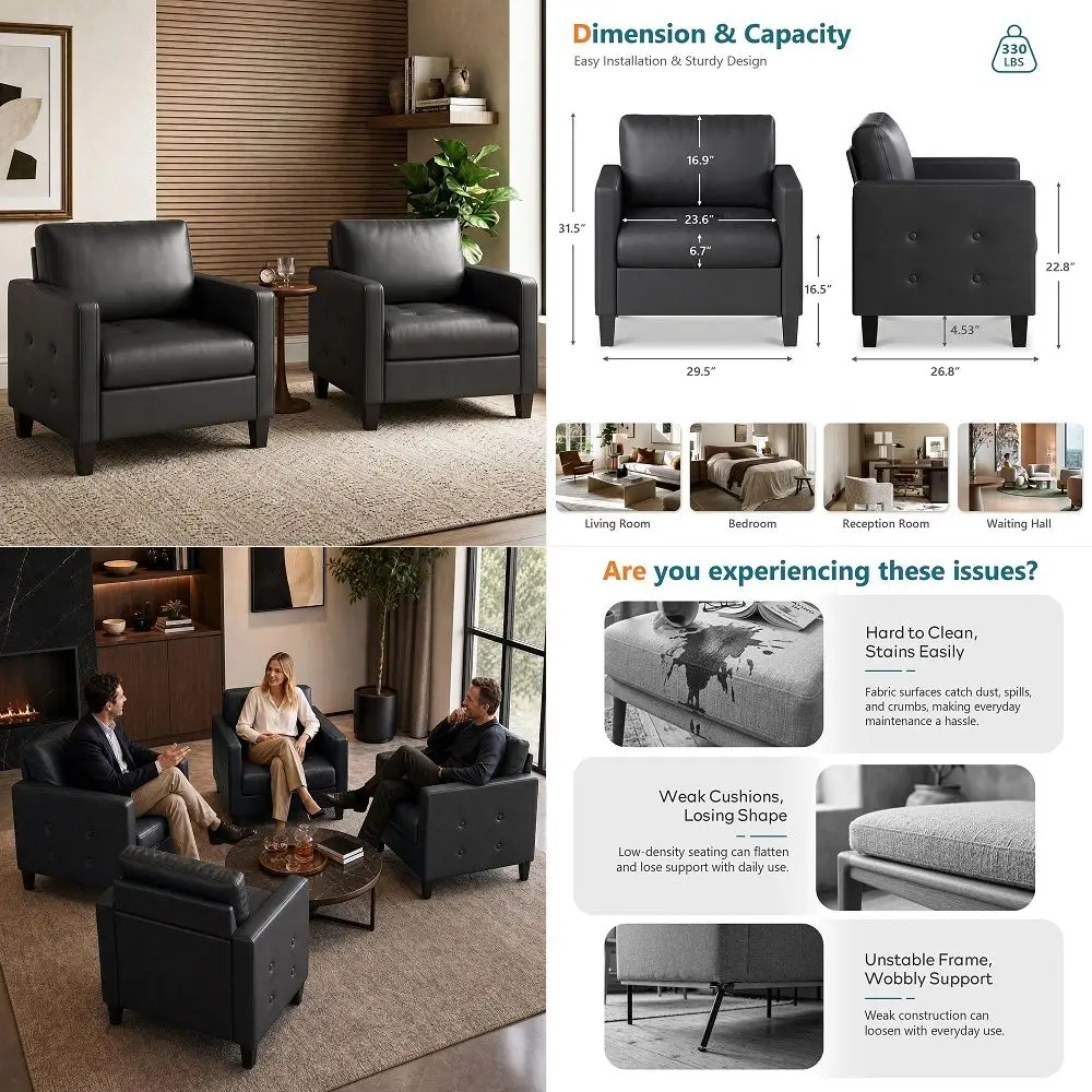 Leather Office Guest Chair Sets of 8, Reception Chair No Wheels with Armrests and Lumber Support, Ergonomic Desk Armchair for M
Leather Office Guest Chair Sets of 8, Reception Chair No Wheels with Armrests and Lumber Support, Ergonomic Desk Armchair for M