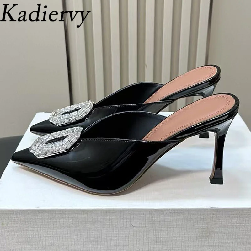 New High Heels Slippers Women Rhinestone Square Buckle Wedding Shoes Pointed Toe Genuine Leather Slides Stiletto Slippers Woman
New High Heels Slippers Women Rhinestone Square Buckle Wedding Shoes Pointed Toe Genuine Leather Slides Stiletto Slippers Woman