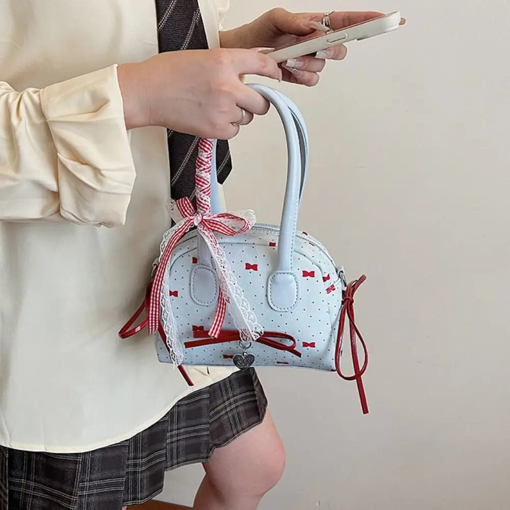 Vintage French Style Bow Ribbons Bowling Bag Lace Ribbon Elegant Boston Shoulder Bag Casual PU Leather Women Handbags Travel 
Vintage French Style Bow Ribbons Bowling Bag Lace Ribbon Elegant Boston Shoulder Bag Casual PU Leather Women Handbags Travel