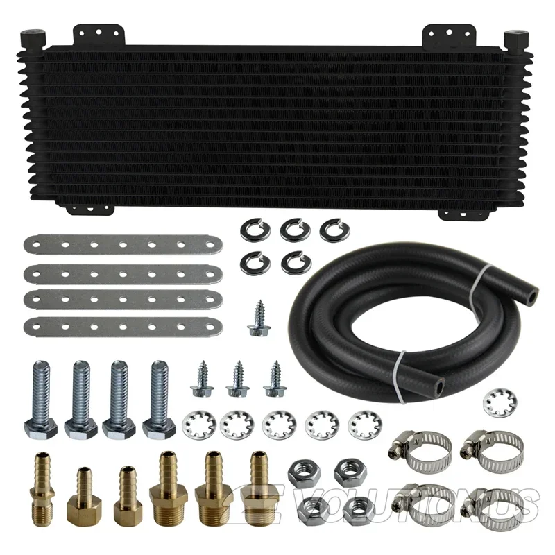 Heavy Duty Transmission Oil Cooler Black/Silver Performance Low Pressure Drop with Mounting Hardware 40,000 GVW
Heavy Duty Transmission Oil Cooler Black/Silver Performance Low Pressure Drop with Mounting Hardware 40,000 GVW