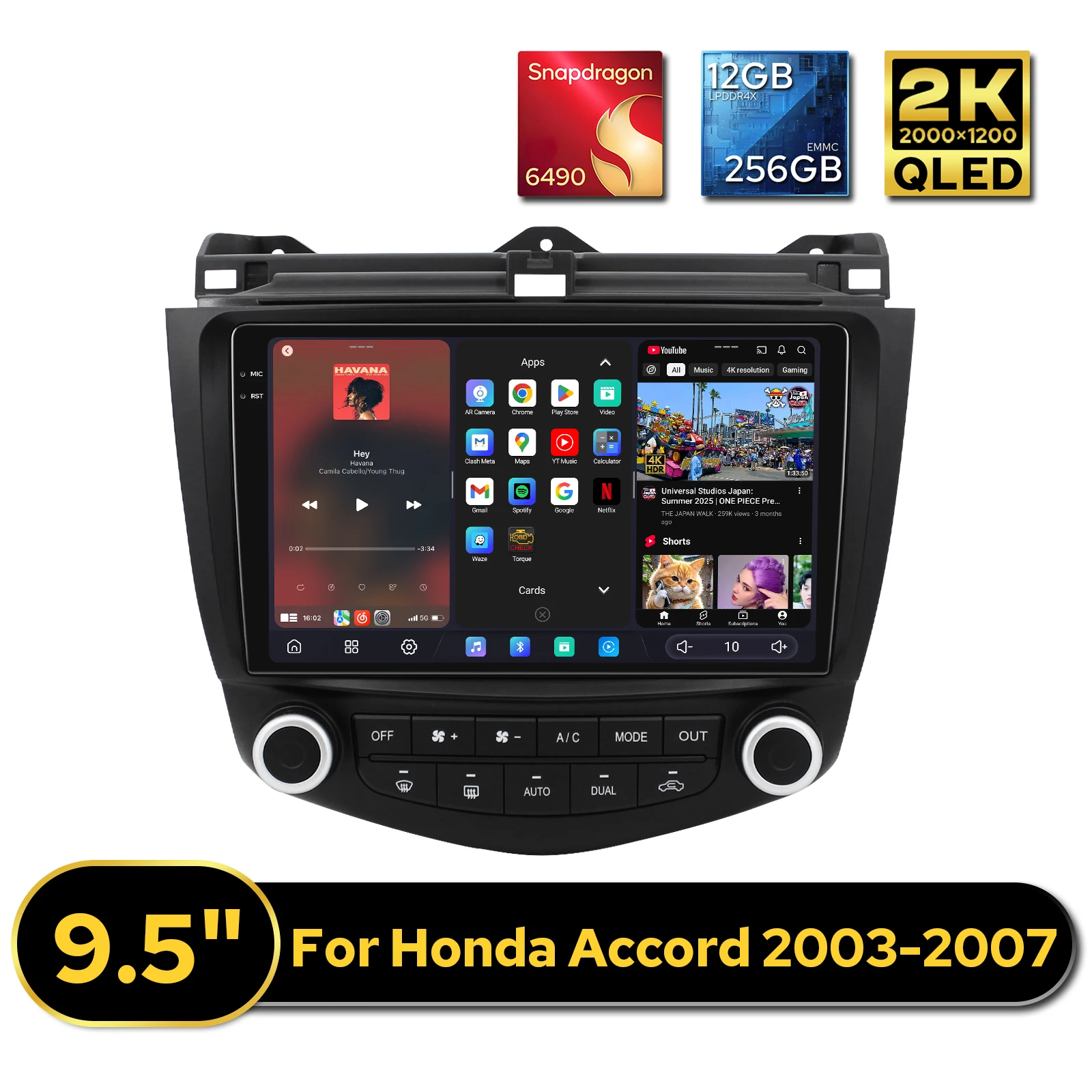 12GB 256GB 2K QLED Android Car Radio for Honda Accord 2003-2007 Multimedia Player With HDMI In/Out USB Type-C CarPlay Support
12GB 256GB 2K QLED Android Car Radio for Honda Accord 2003-2007 Multimedia Player With HDMI In/Out USB Type-C CarPlay Support