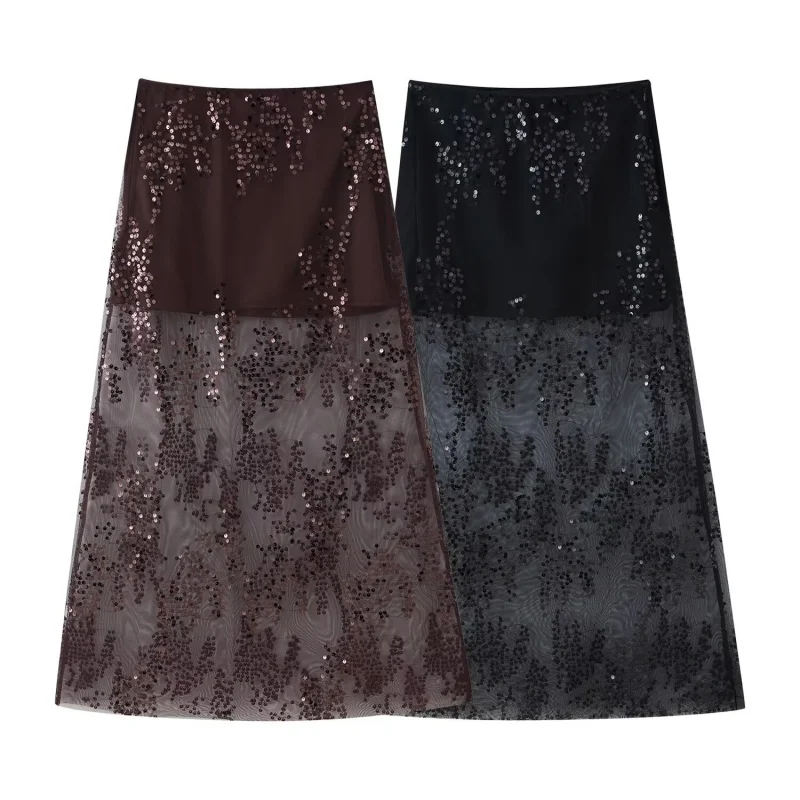 Spring Summer Embroidered Side Zipper Long Skirt Women Sequin Lace Patchwork High Waist A-Line Skirt Female Sexy Wear 2026 New
Spring Summer Embroidered Side Zipper Long Skirt Women Sequin Lace Patchwork High Waist A-Line Skirt Female Sexy Wear 2026 New