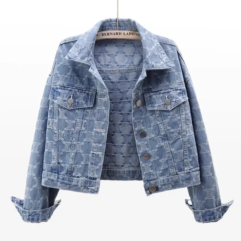 Vintage Blue Jacquard Denim Jacket Women Slim Short Cowboy Outerwear Spring Autumn Korean Big Pocket Jeans Jacket Coat Female
Vintage Blue Jacquard Denim Jacket Women Slim Short Cowboy Outerwear Spring Autumn Korean Big Pocket Jeans Jacket Coat Female