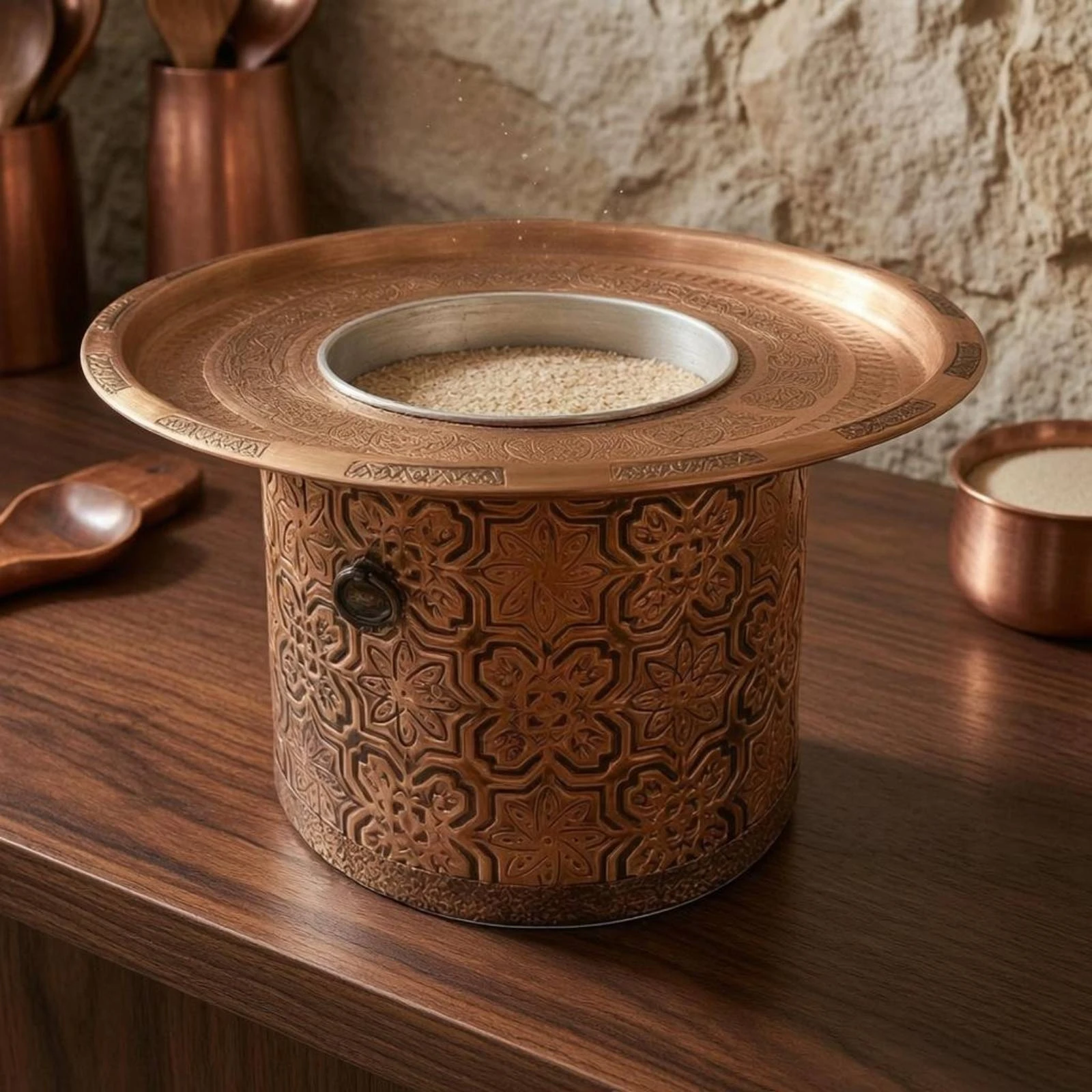 Turkish Coffee Burner Embossed Coffee Burner Copper Cezve Set Decorative Cooking Appliance Traditional Design
Turkish Coffee Burner Embossed Coffee Burner Copper Cezve Set Decorative Cooking Appliance Traditional Design