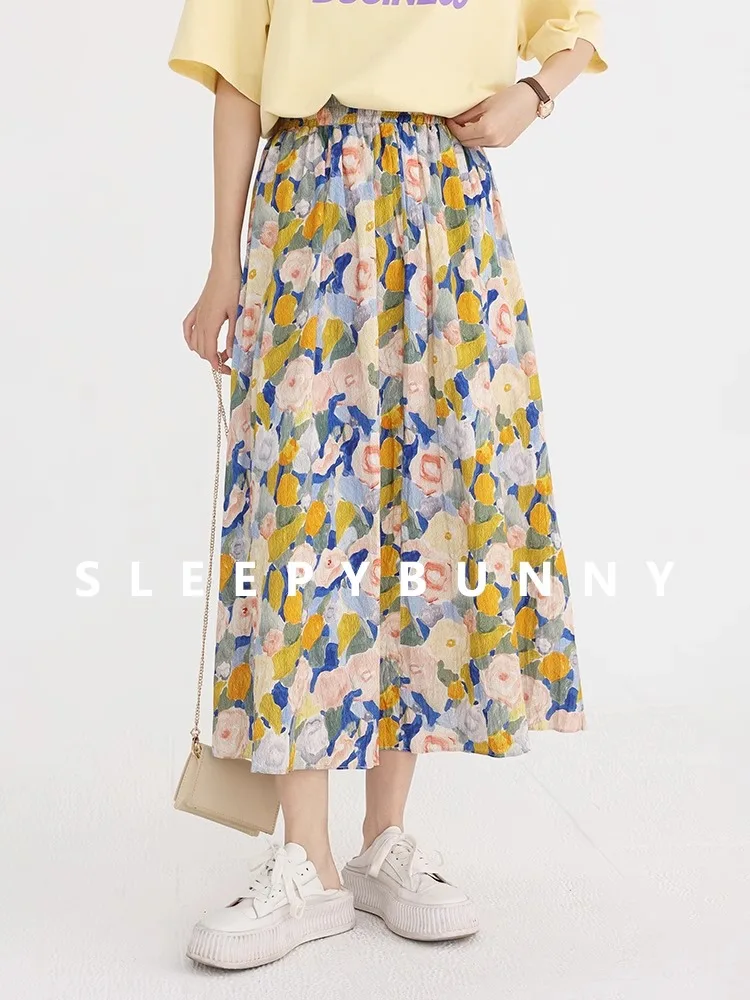 Floral Print A-Line Midi Skirt Women Summer High Waist Holiday Beach Skirt Sweet Oil Painting Style Casual Flowing Half Skirt
Floral Print A-Line Midi Skirt Women Summer High Waist Holiday Beach Skirt Sweet Oil Painting Style Casual Flowing Half Skirt