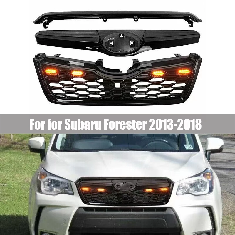 For Subaru Forester 13-18 modified net with lights original net high quality ABS grille black silver grille
For Subaru Forester 13-18 modified net with lights original net high quality ABS grille black silver grille