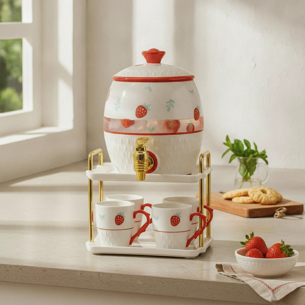 Ceramic Water Dispenser Matching Stand Ceramic Drink Dispenser Porcelain Water Ceramic Water Vessel Lid Included Household
Ceramic Water Dispenser Matching Stand Ceramic Drink Dispenser Porcelain Water Ceramic Water Vessel Lid Included Household