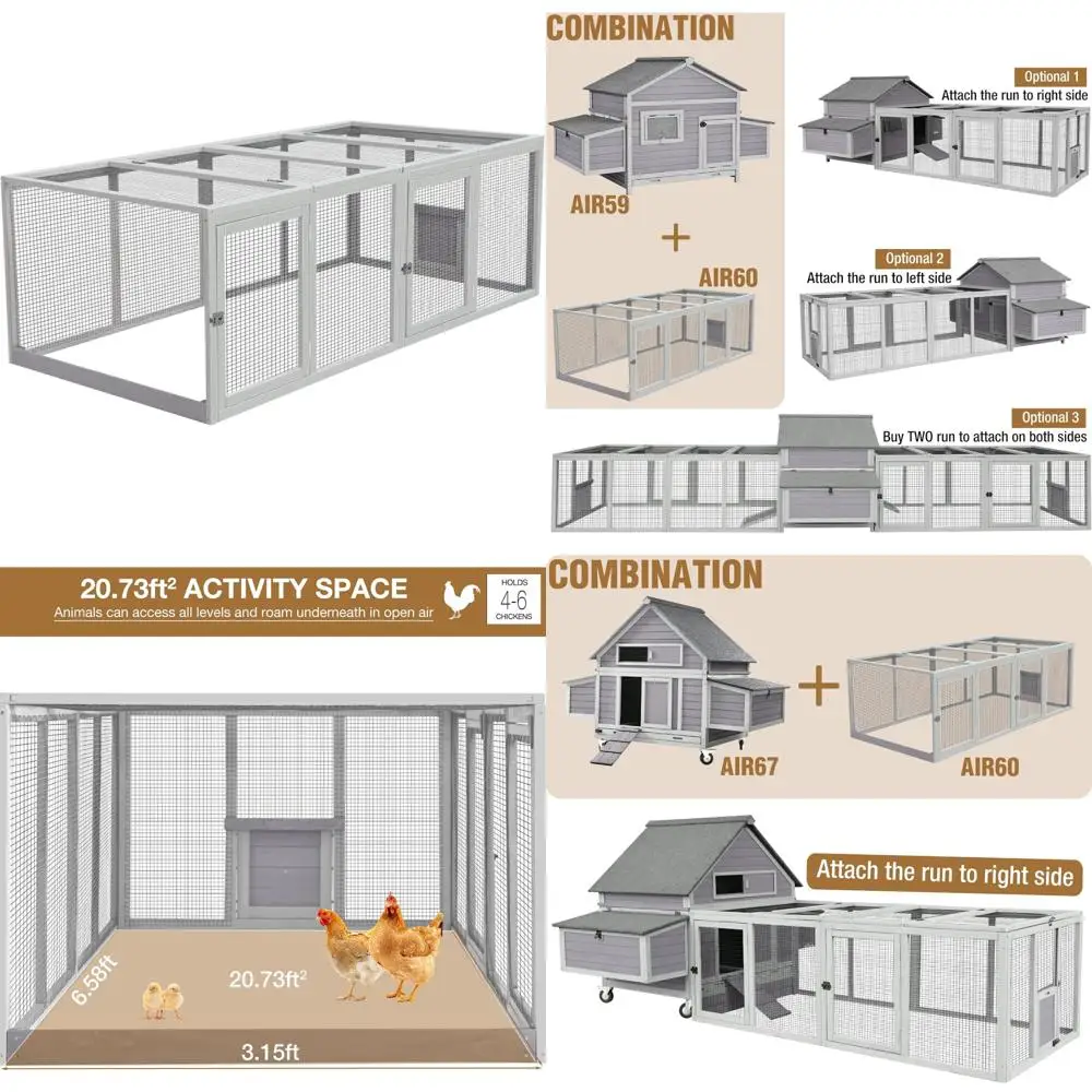 Большой универсальный бег для курицы на 4-6 цыплят или уток — удлинитель 20,73 фута для куриного домика 
Большой универсальный бег для курицы на 4-6 цыплят или уток — удлинитель 20,73 фута для куриного домика