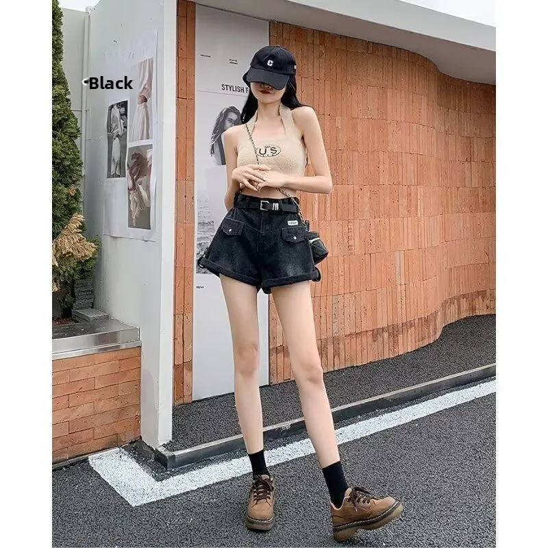 Retro High Waist Denim Shorts Women's A-Line Slimming Summer Thin Wide Leg Pants Cross Covering Casual Blue Cotton Blend
Retro High Waist Denim Shorts Women's A-Line Slimming Summer Thin Wide Leg Pants Cross Covering Casual Blue Cotton Blend